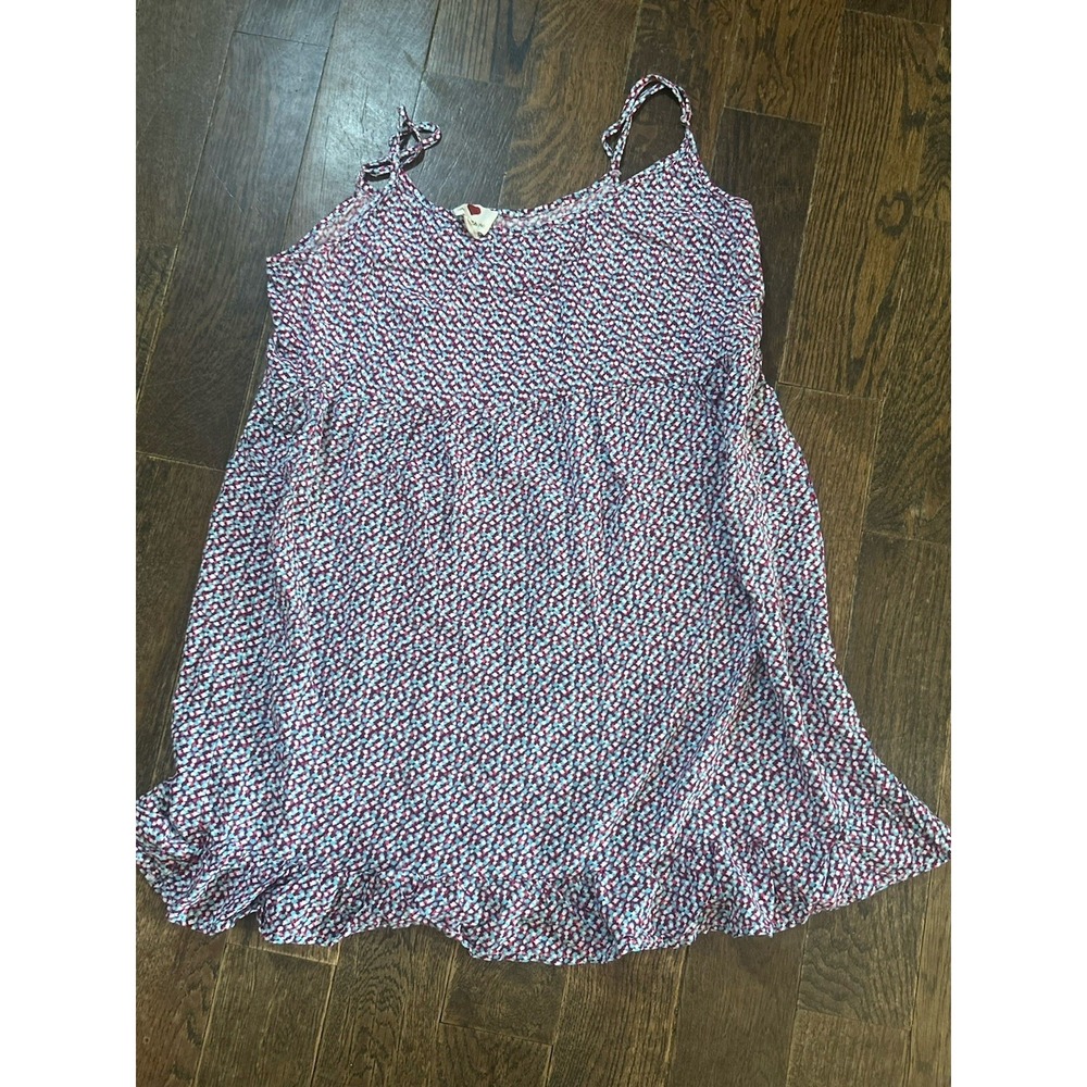 One Clothing Womens Printed Ruffled Babydoll Mini Dress Size Juniors Medium